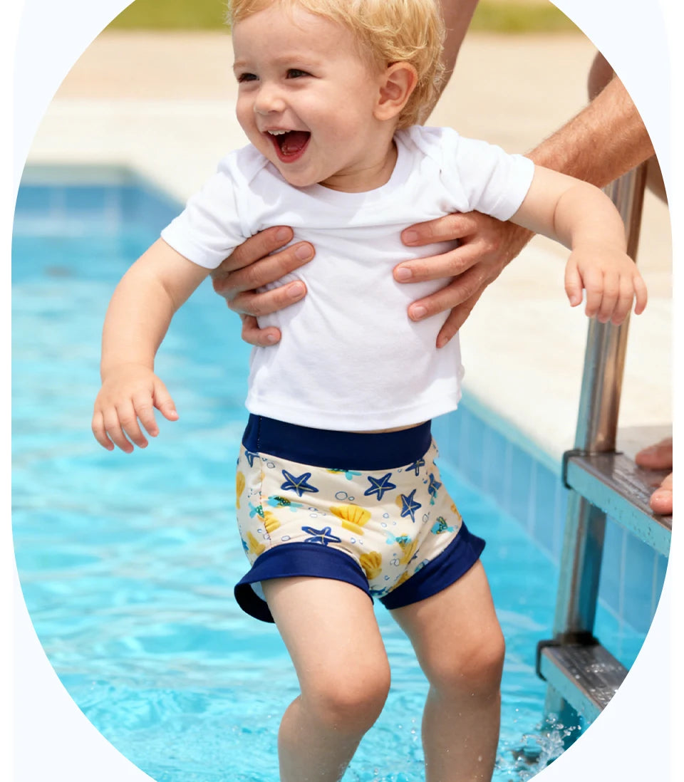 Happyflute 1 Pc Baby Leakproof Swimming Diaper Newborn Baby High Waist Swim Nappies Washable Reusable Baby Swimwear Cloth Nappys