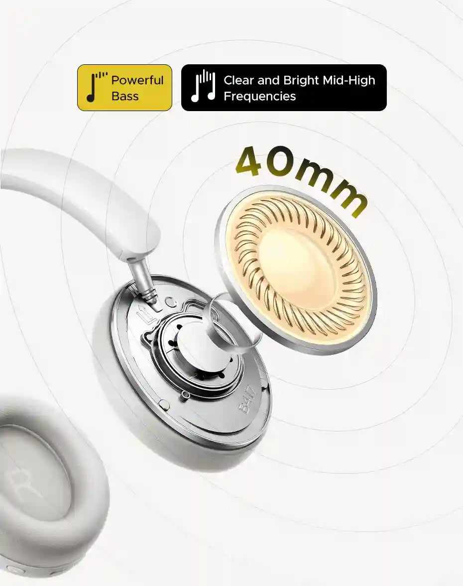 Tidesmit Wireless Headphones: 80H Playtime HiFi Over-Ear Bluetooth Audio Tidesmit