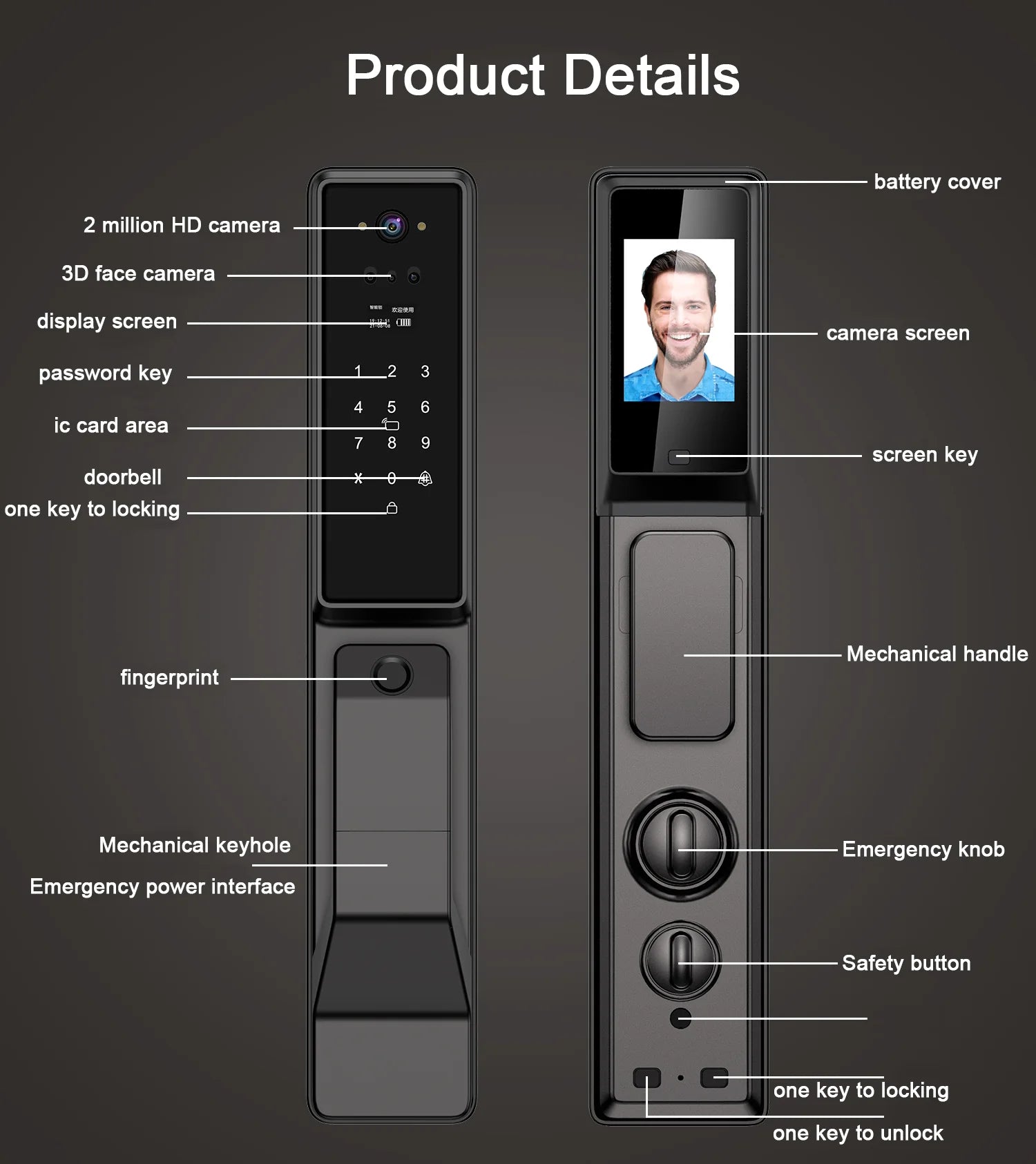 Outdoor Waterproof Lock Wifi Tuya APP Remote Voice Intercom Electronic Door Lock Face Fingerprint Smart Door Lock With Camera
