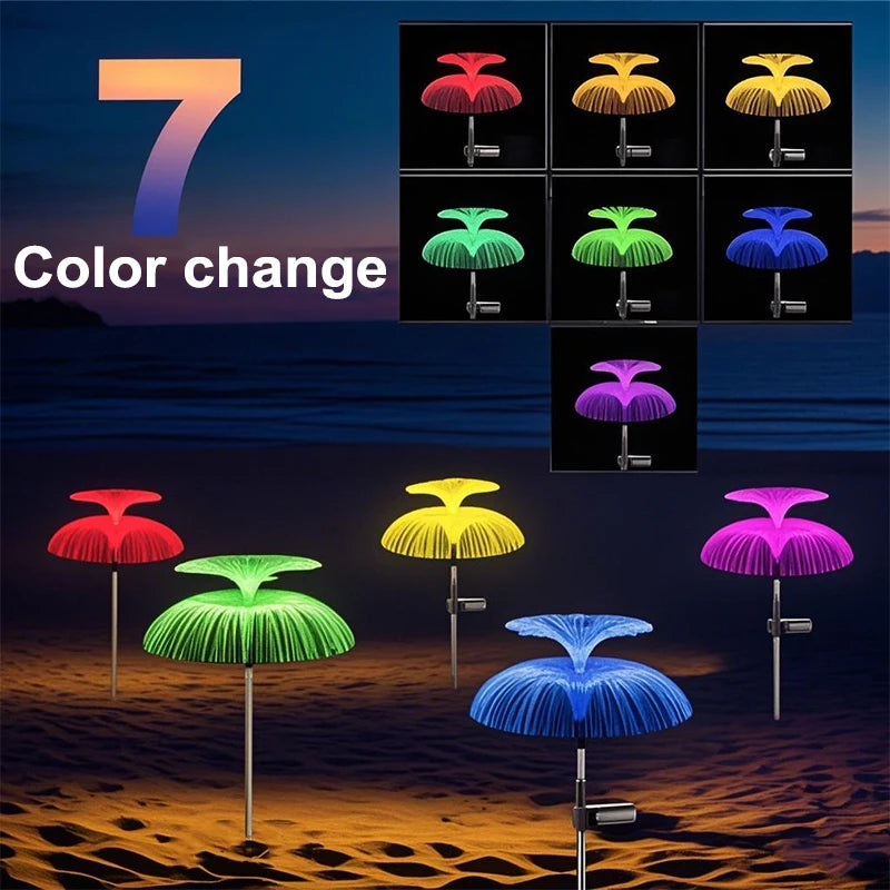 Solar Outdoor Lights 7 Colors Changing Jellyfish Light Waterproof Solar Flowers Garden Lights for Yard Pathway Lawn Decoration