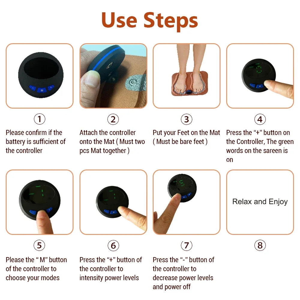 Electric Foot Massager Pad | Portable EMS Muscle Relaxer by Tidesmit Relaxation Treatment Tidesmit