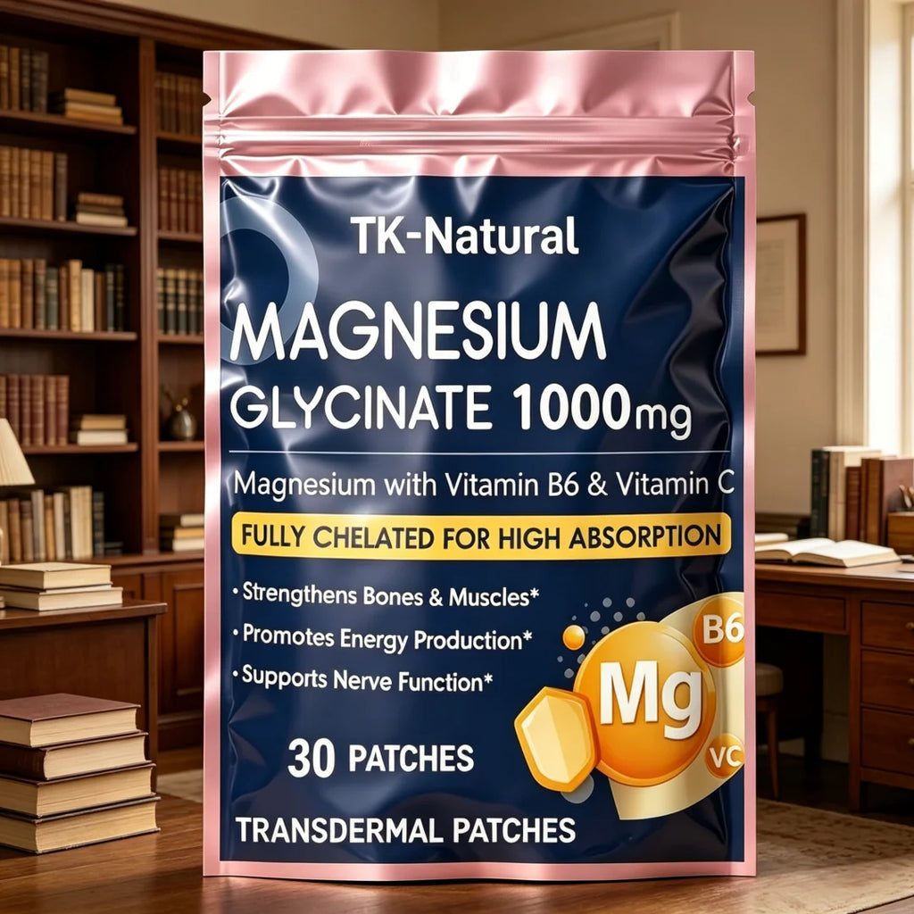 30 Patches Magnesium Glycinate Transdermal Patches With Vitamin B6,Vitamin C - Bones, Muscles, Heart Support