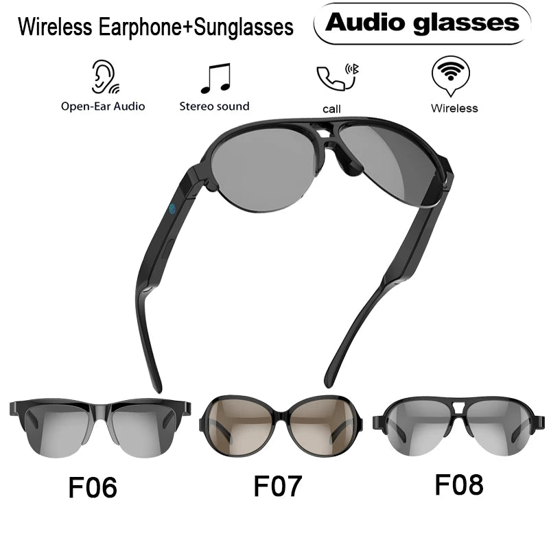 Smart Bluetooth Audio Sunglasses - Wireless Hands-Free Spatial Audio Black Tidesmit