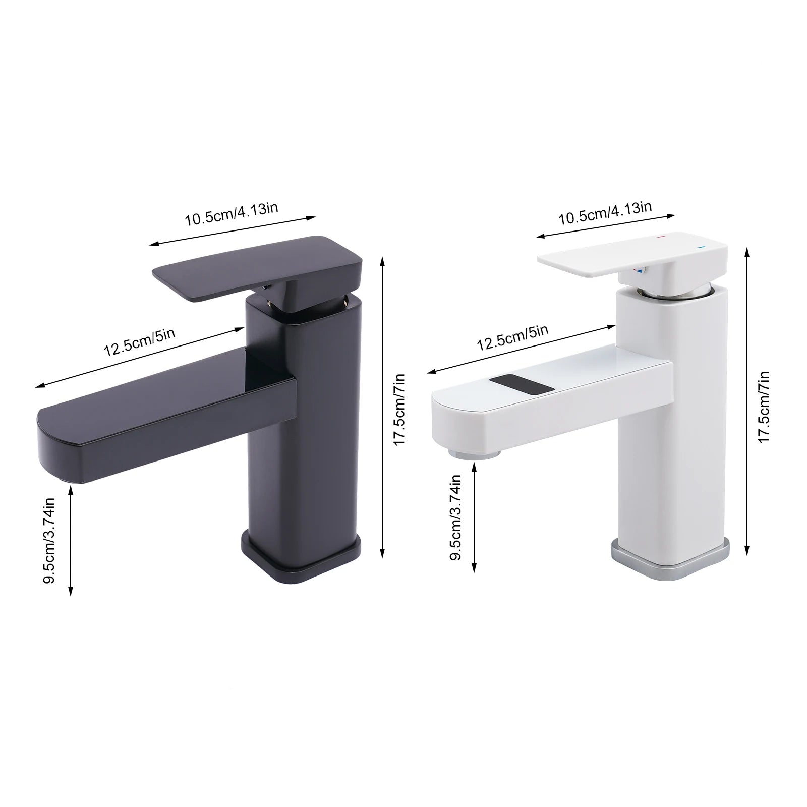 Black/White LED's Smart 0-99°C Temperature Digital Display Faucet 10.5*17.5cm G1/2" Deck Mount Basin Faucet