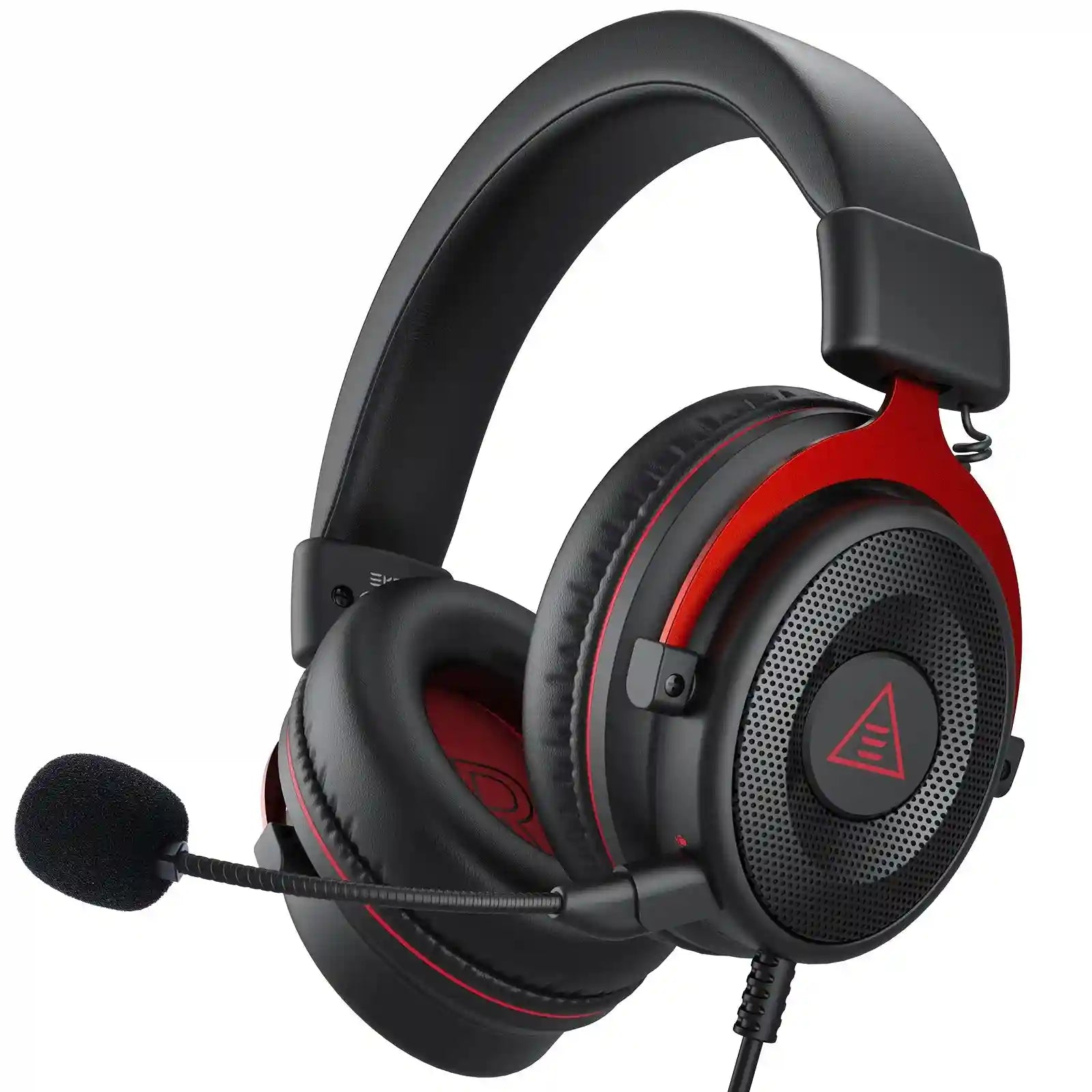 Wired Gaming Headphones with Detachable Mic for PC PS5 and Xbox Black Red Tidesmit