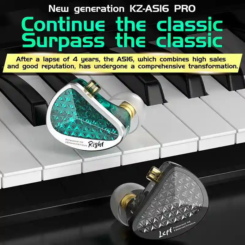 KZ AS16 Pro In-Ear Monitors | 16BA Balanced Armature Studio Audio Tidesmit