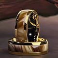 Smart Health Ring with Abalone Shell Inlay - Gold Stainless Steel 8mm 7 Tidesmit