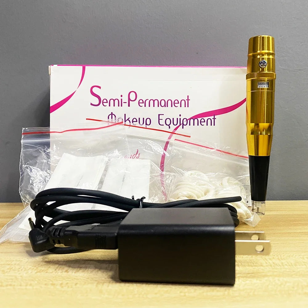 PMU Machine: Swiss Motor Rotary Tattoo Pen Kit for Precise Microblading Permanent Makeup Machines Gold Tidesmit