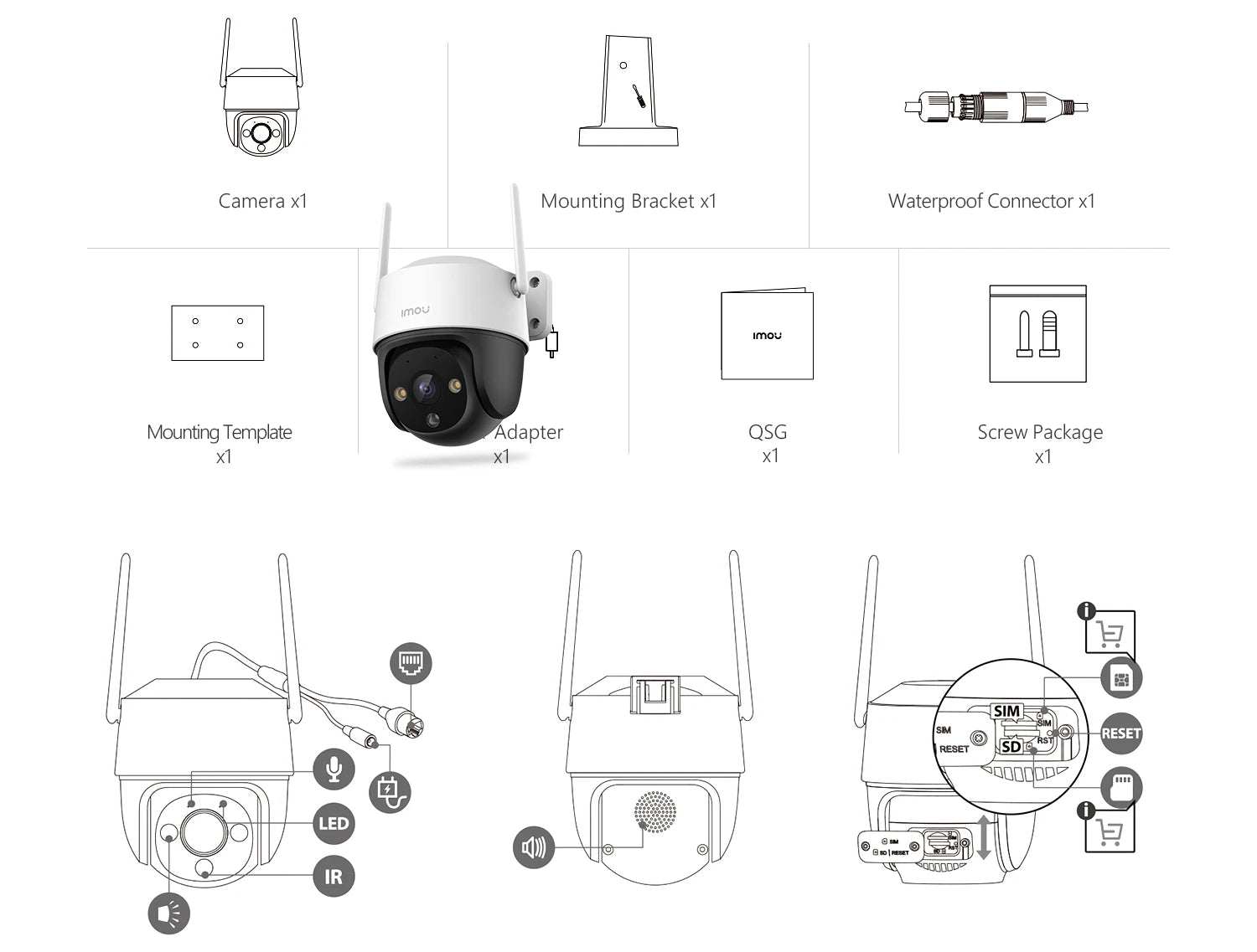 IMOU Cruiser SE+ 3MP Outdoor PTZ Wi-Fi Camera IP66 Weatherproof Camera Two Way Audio Colorful Night Vision AI Human Detection