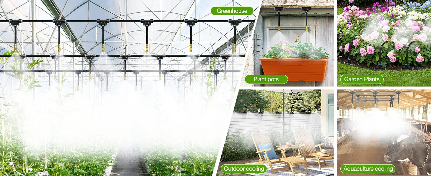 30M60M DIY Free Bending Universal Sprayer Kit 6mm Hose Patio Misting Cooling System for Garden Plant Fogging Watering Irrigation