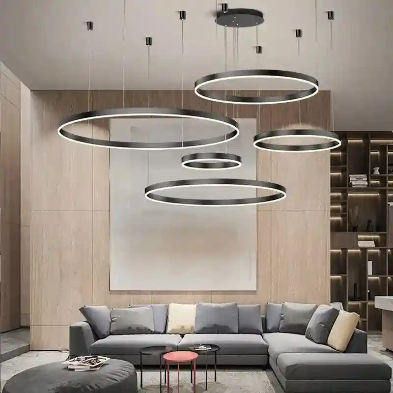 LED Ring Chandelier Modern Pendant Light for Living Room Tidesmit black Tidesmit