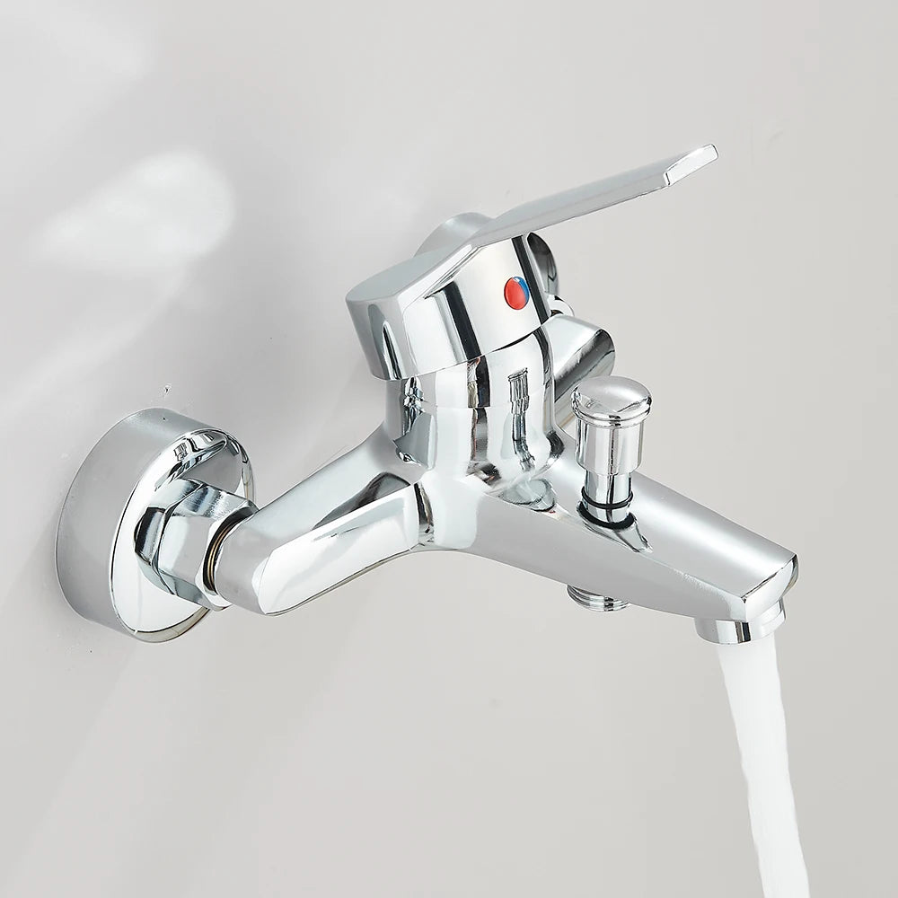 Bathroom Hot and Cold Water Mixers Wall Mounted Single Handle Bathtub Faucet