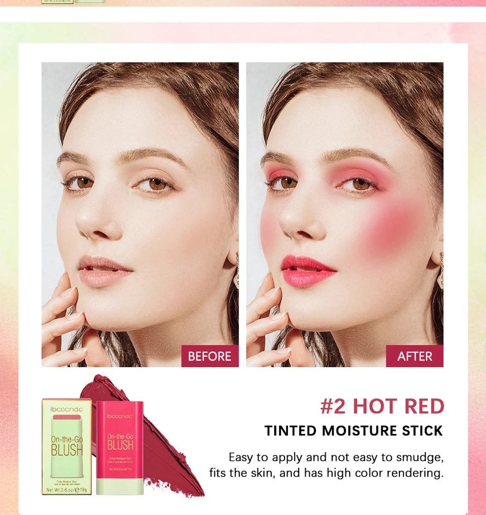 Tidesmit multi-functional blush stick shade swatch showing waterproof cream rouge with high color rendering