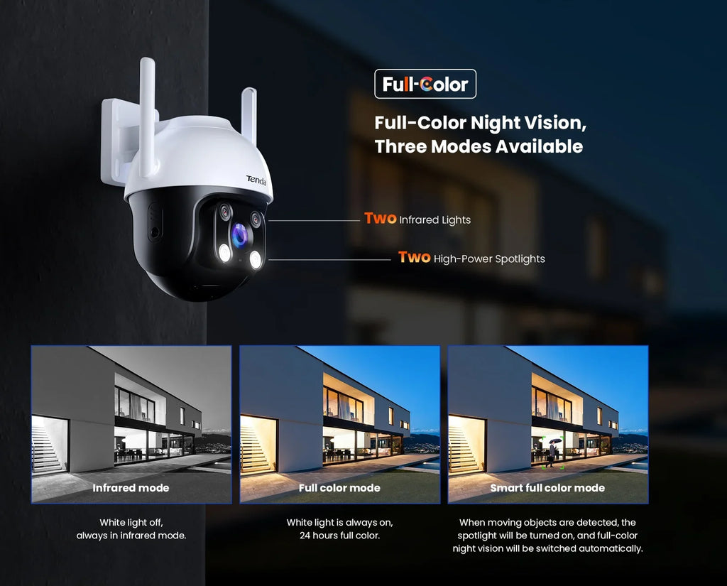 Tenda 4MP Outdoor Wi-Fi Pan/Tilt Camera CH7-WCA Full-Color 360° visual coverage Night Vision AI Motion Detection Smart Alarm