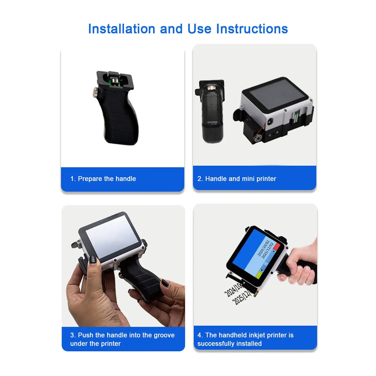 Handheld Inkjet Printer 12.7mm Inkjet Printing Machine for Barcode Date Label Batch Number Support Multi Languages Materials