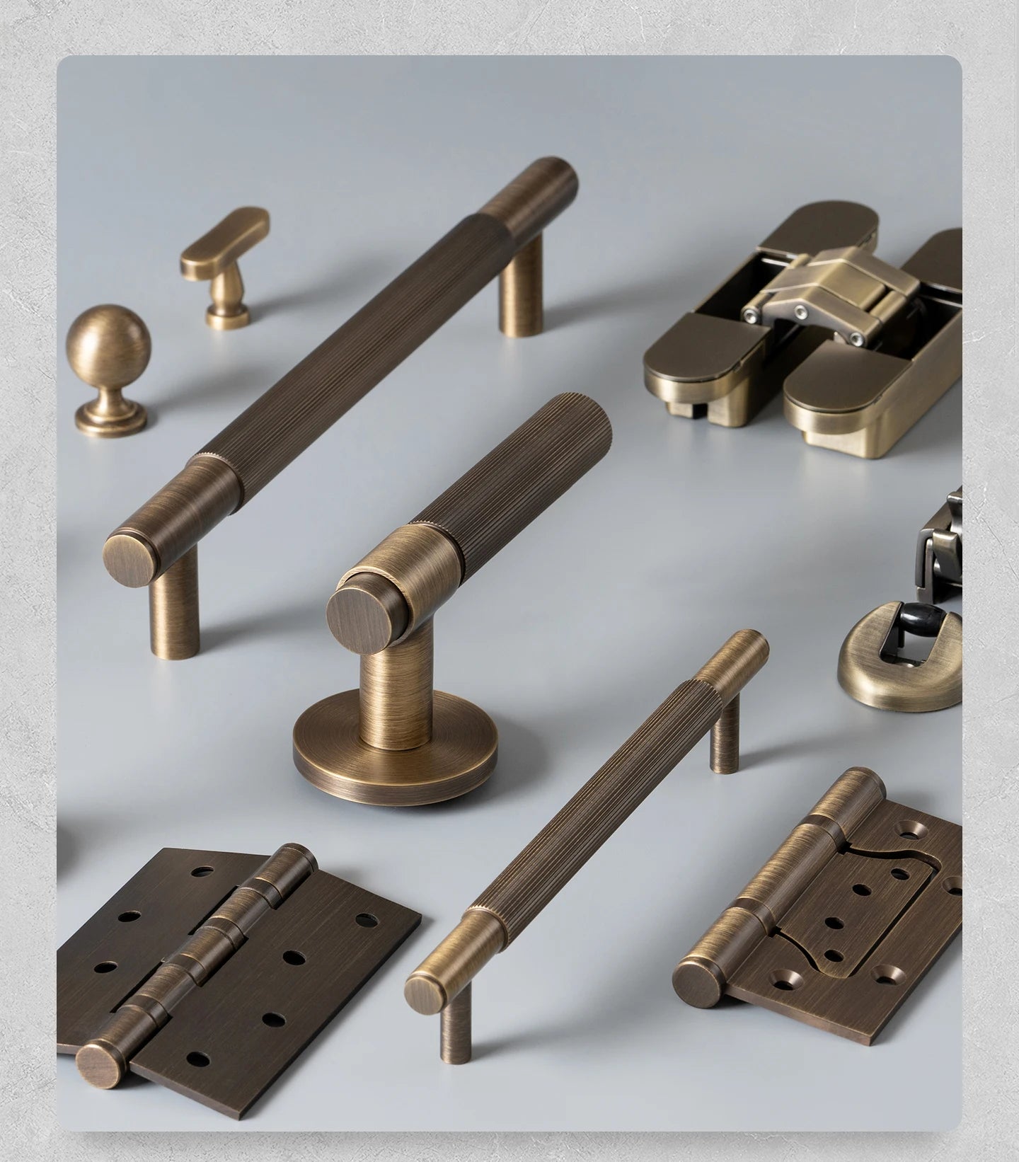 DOOROOM Brass Door Lock Set Modern Stripe Antique Bronze Interior Door Lock Decorative Lock Privacy Lock Passage Lock