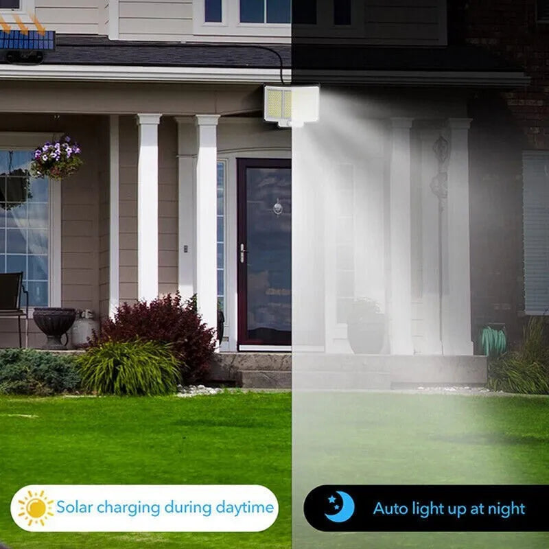 Solar Powered LED Wall Light With PIR Motion Sensor Outdoor Security Flood Lamp Wireless Energy Saving Waterproof Lighting For Garden Yard Patio Driveway Home Safety