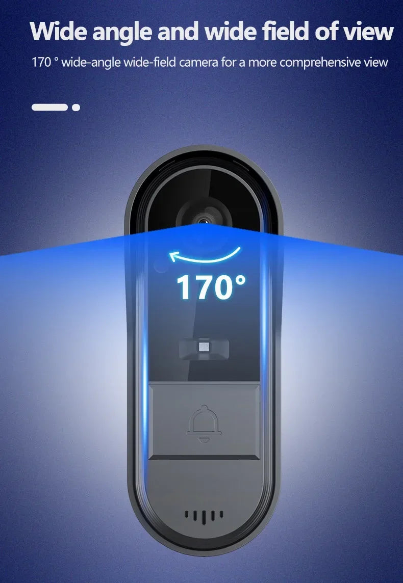 Wireless Wifi Doorbell Camera 1080P Waterproof Video Intercom Doorbell 4.3in IPS Screen Home Security Door Bell IR Night Vision
