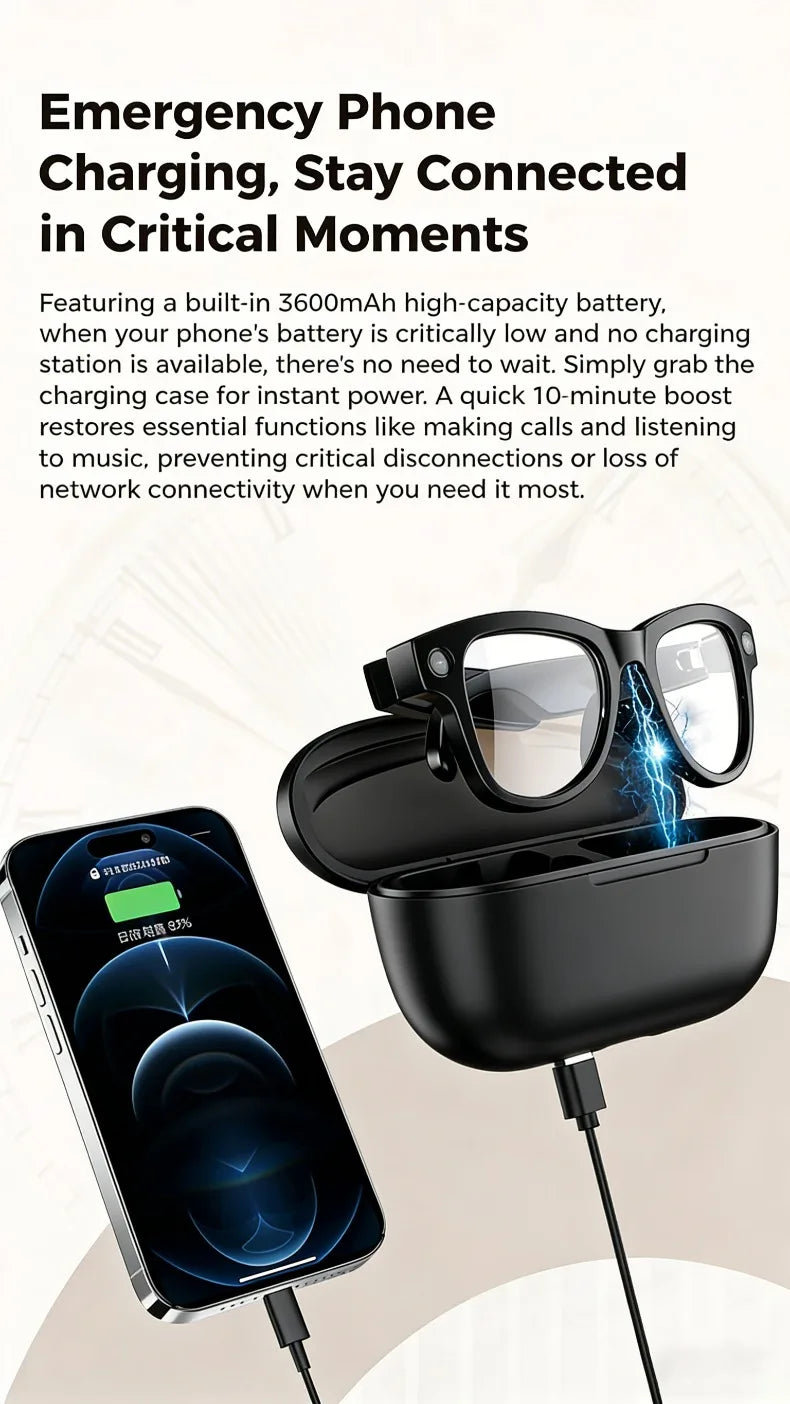 AI Smart Glasses with 8MP Camera and Real-Time Translation - Tidesmit Tidesmit