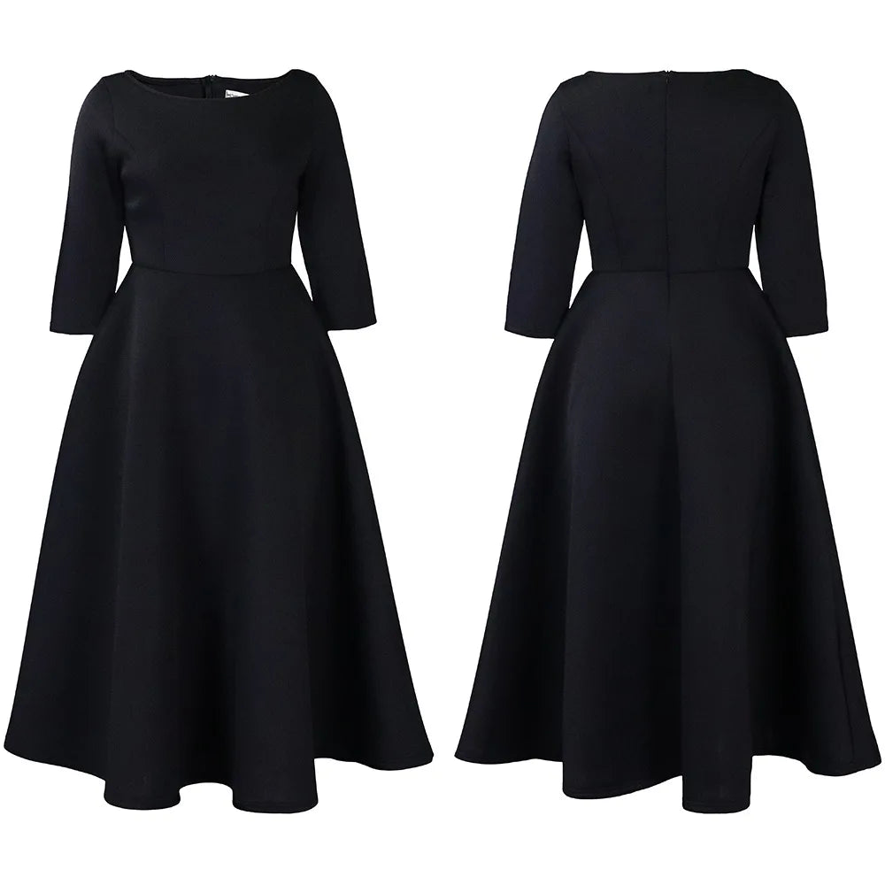 Elegant Pure Color Maxi Dress Evening Gown A- Line Skirt Polyester Fabric round Neck Short Sleeve High Waist Midi Dress