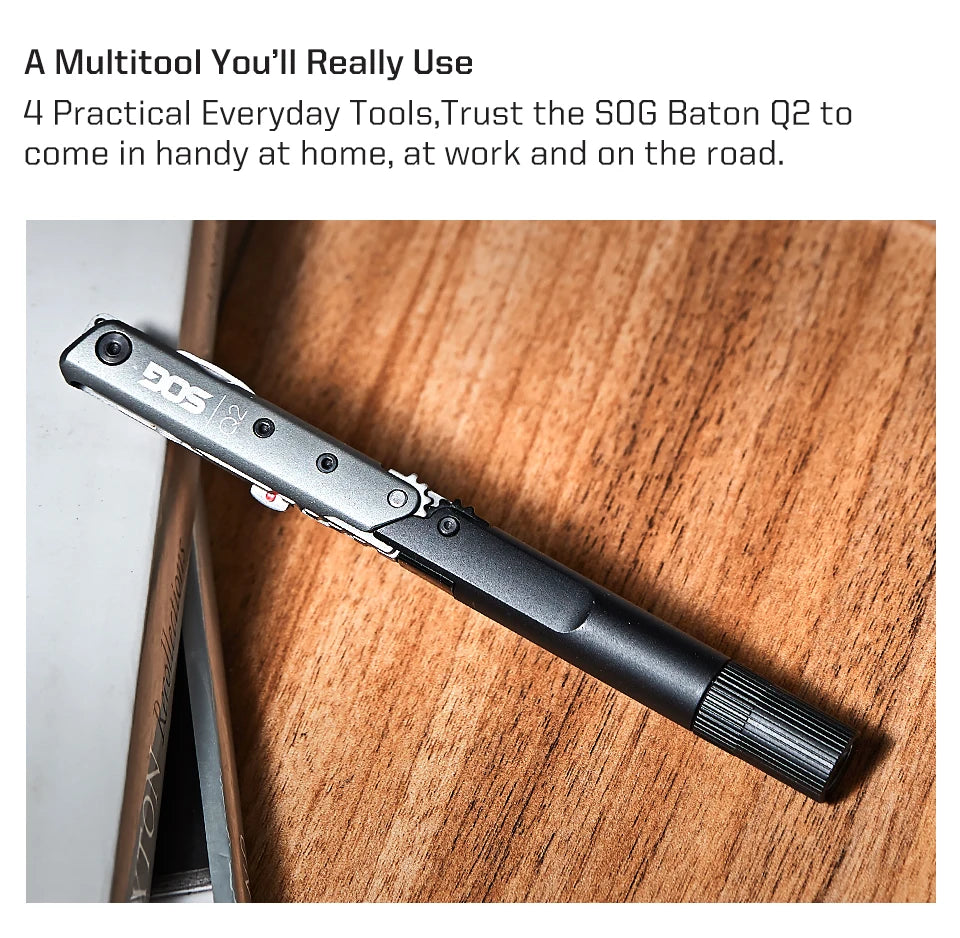 SOG BATON Q2 4 in 1 Multi-Tool Pen Small Folding Tools EDC Portable LED Flashlight Multifunctional Outdoor Survival Multitools