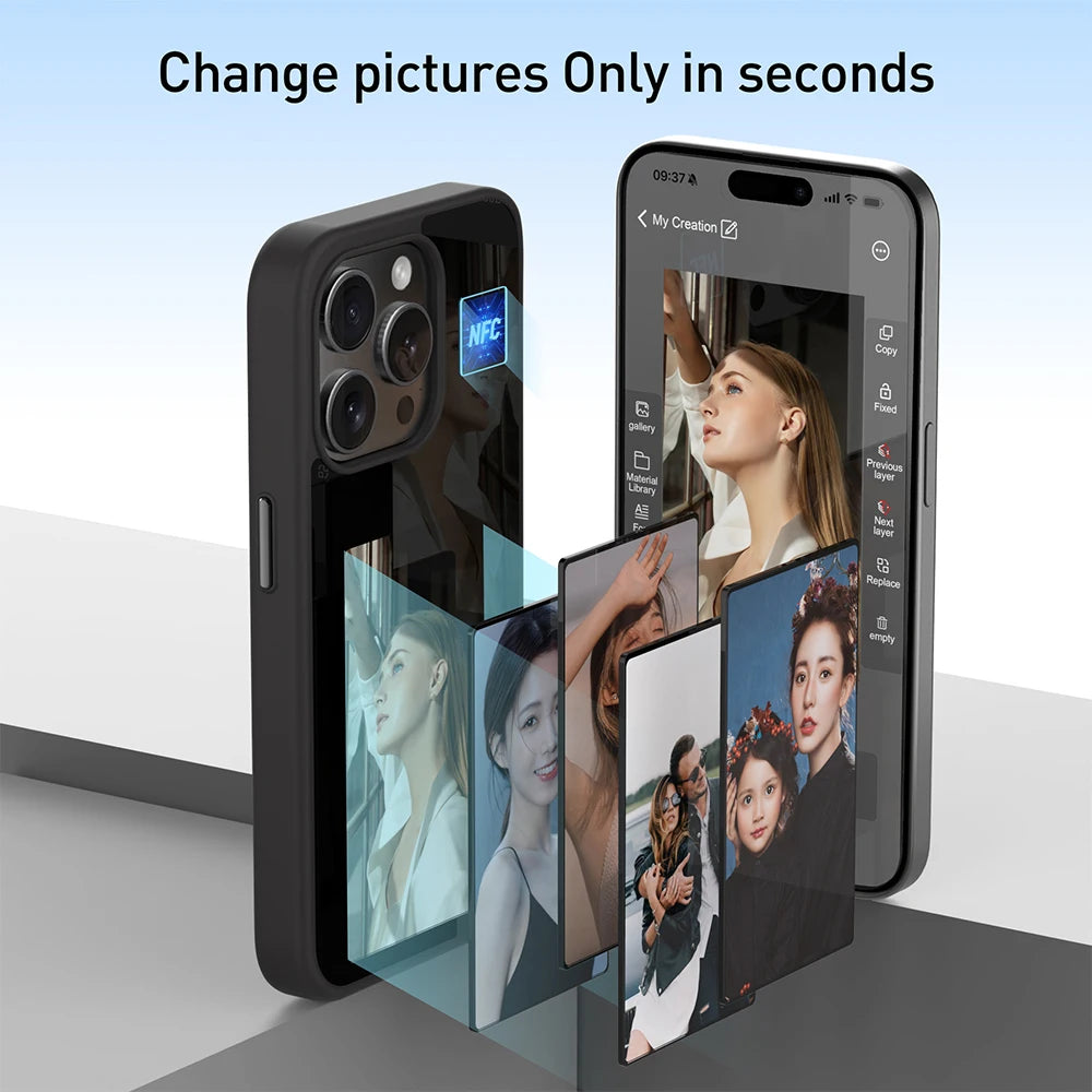NFC Smart E Ink Phone Case for iPhone 16 Pro Max - Shock-Absorbing Cover Tidesmit