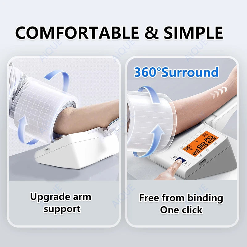AiQUE Clinic Blood Pressure Monitor Automatic Tunnel Tonometer Digital Upper Arm Sphygmomanometer Tensiometer BP Machine Pulse