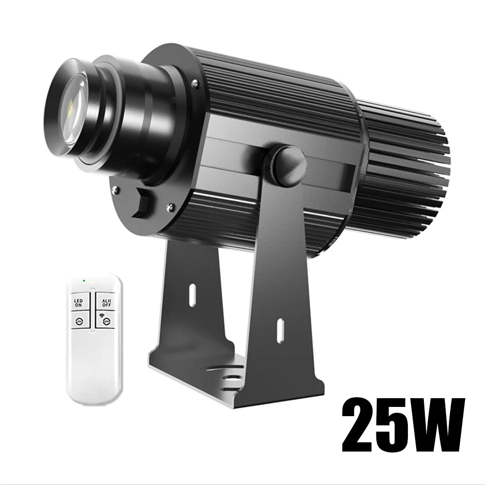 25W black LED spotlight projector with mounting bracket and remote control