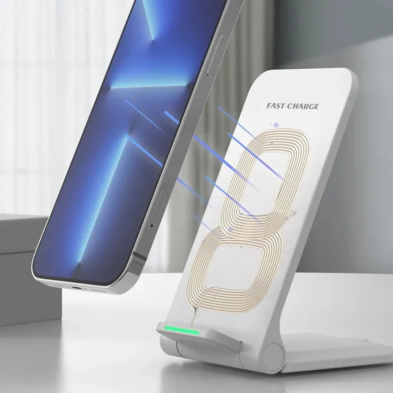 15W Foldable Wireless Charger Stand - Qi Certified Fast Phone Holder Tidesmit