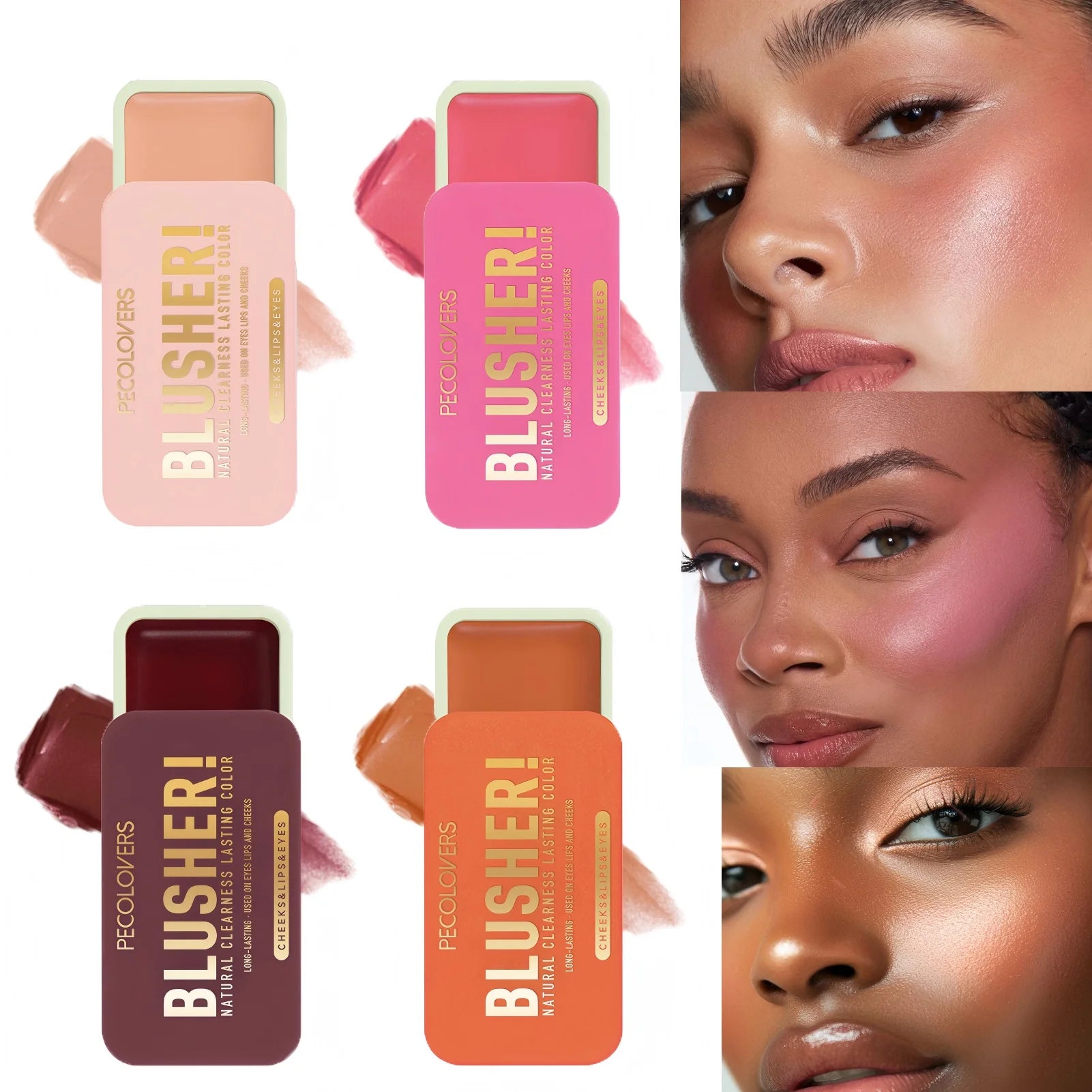 Tidesmit waterproof matte blusher texture close-up for natural finish makeup on eyes cheeks and lips
