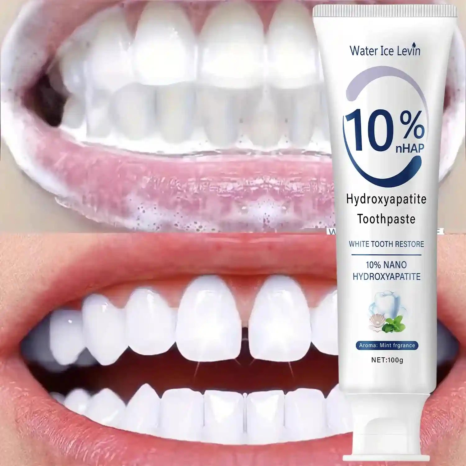Tidesmit 10% Nano Hydroxyapatite Toothpaste for enamel repair and daily teeth whitening in 100g tube.