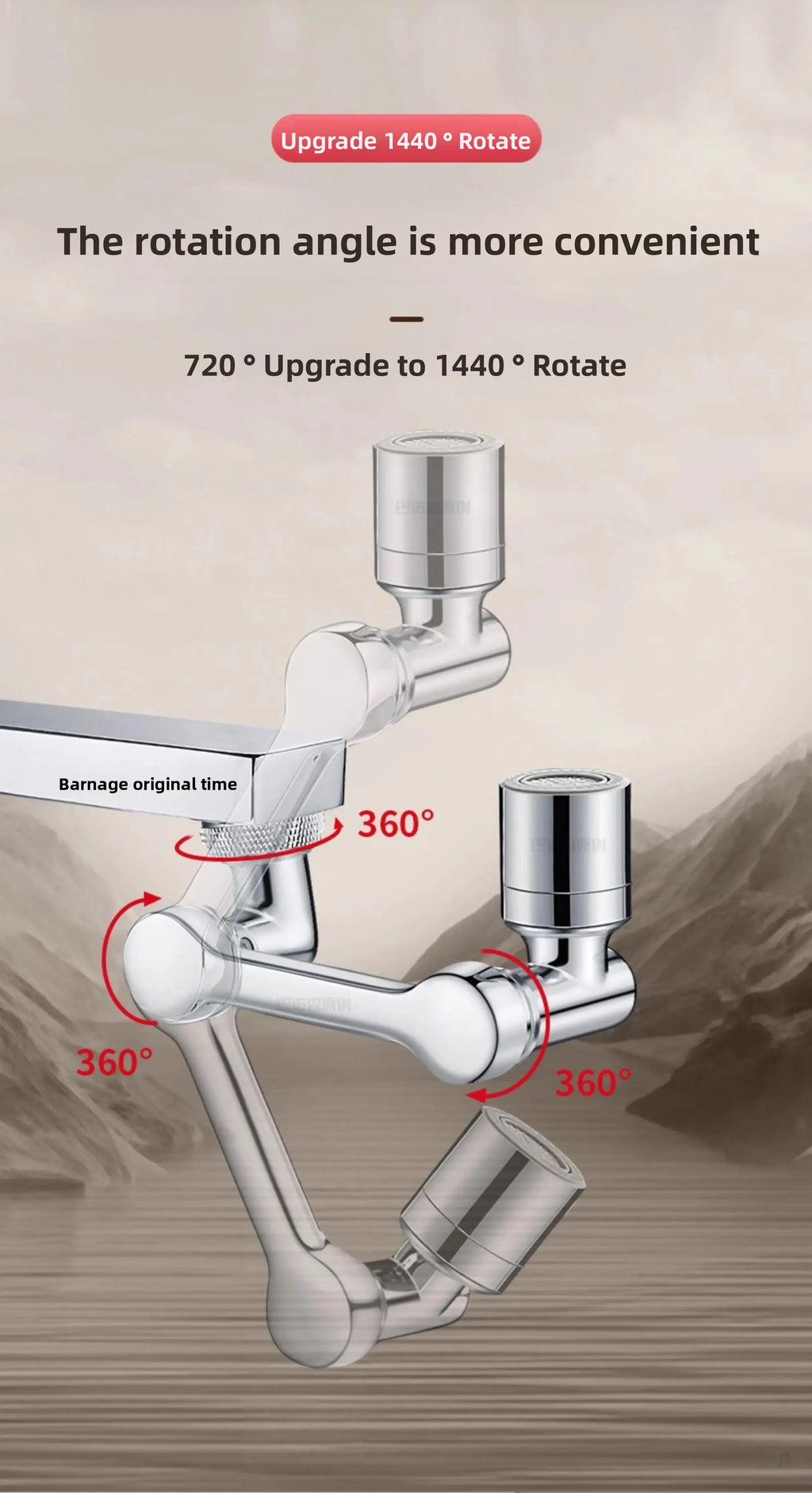 Robotic Arm Universal Faucet Extender Rotatable Nozzle Washbasin Multi-functional Universal Connector Splash-proof Artifact