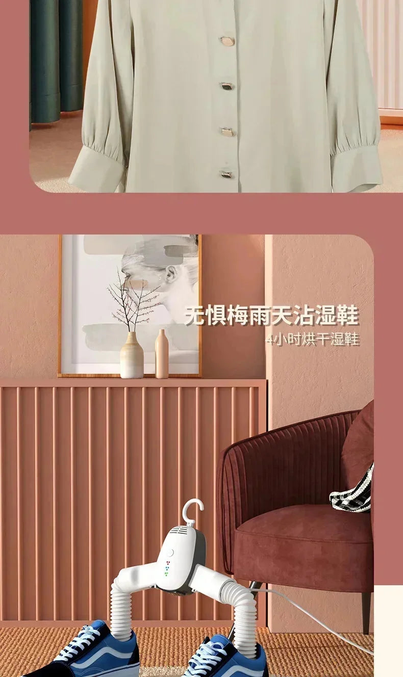 Tidesmit 150W portable folding electric dryer hanger for shoes and clothes with dual voltage sterilization feature.