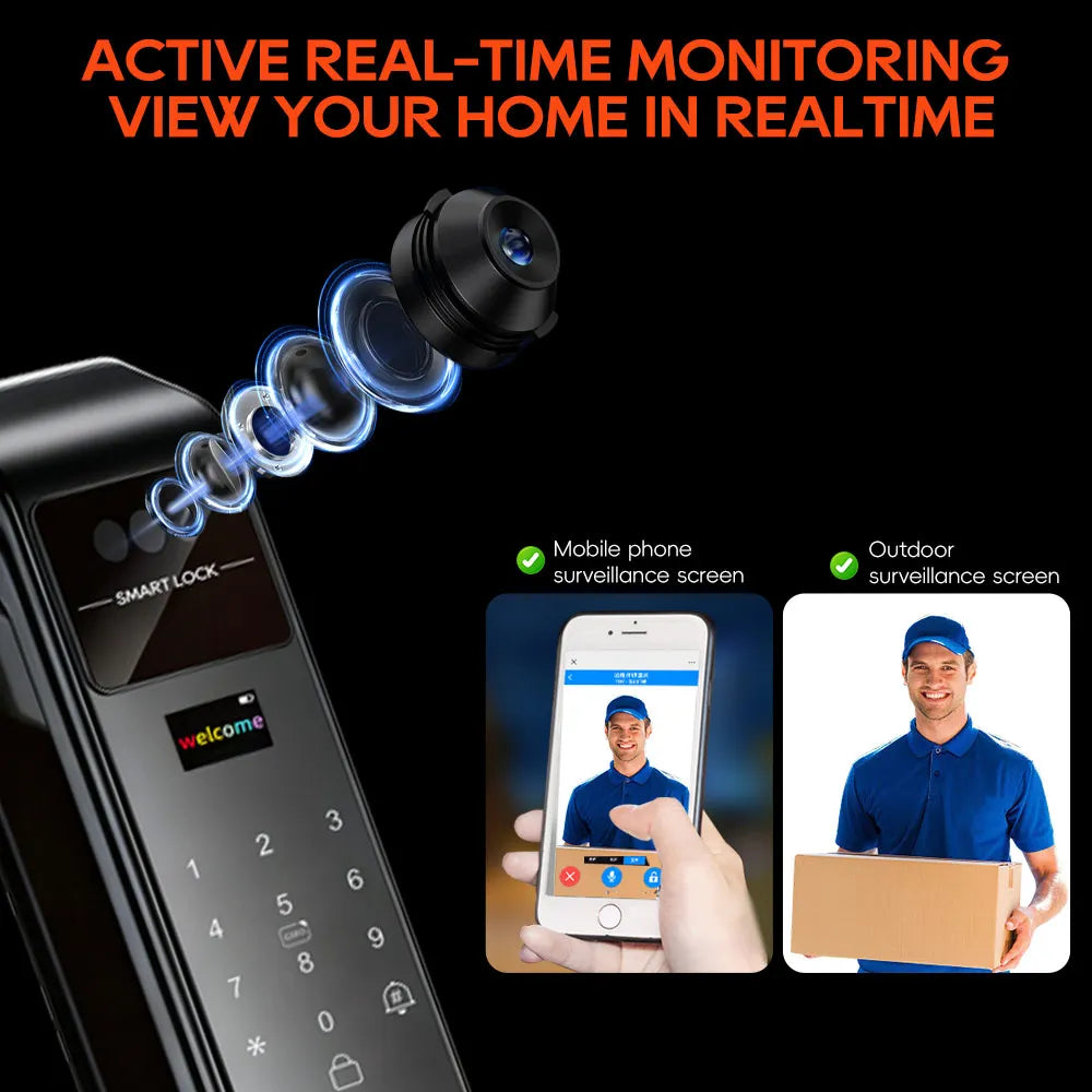 SANKESONG Tuya 3D Face Recognition Smart Lock with Security Camera Digital Electronic Intelligent Fingerprint Lock