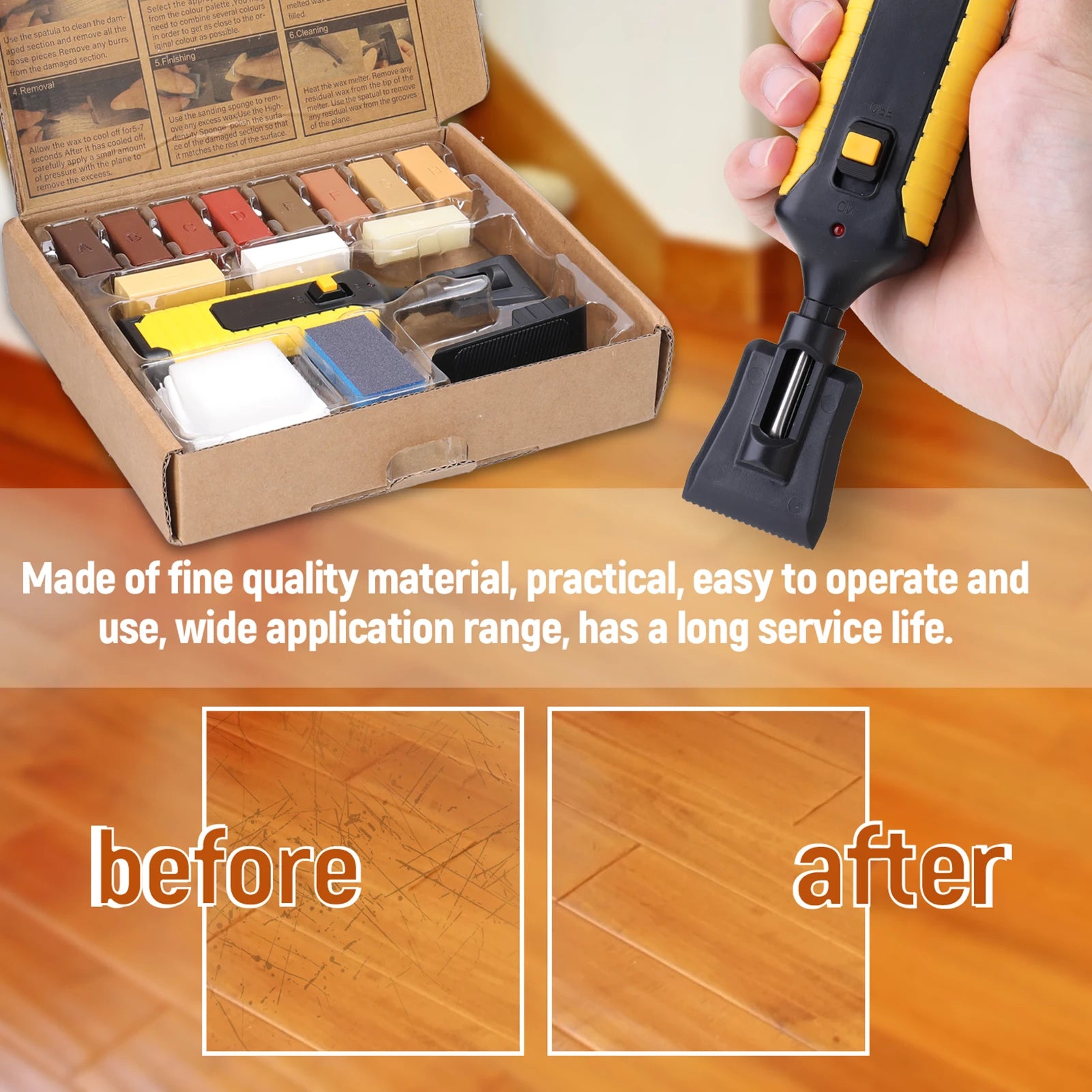 Home Household Laminate Repairing Kit Diy Multifunctional Floor Wood Board Repairs Tool Scratches Mending 11 Wax Blocks