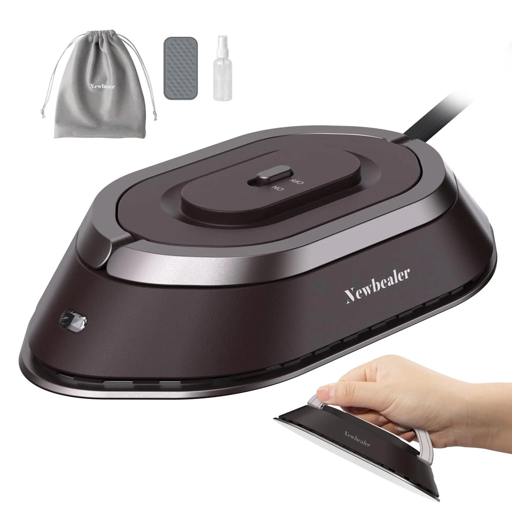 Tidesmit mini handheld travel iron showing dual voltage settings for efficient dry ironing and quick heat press
