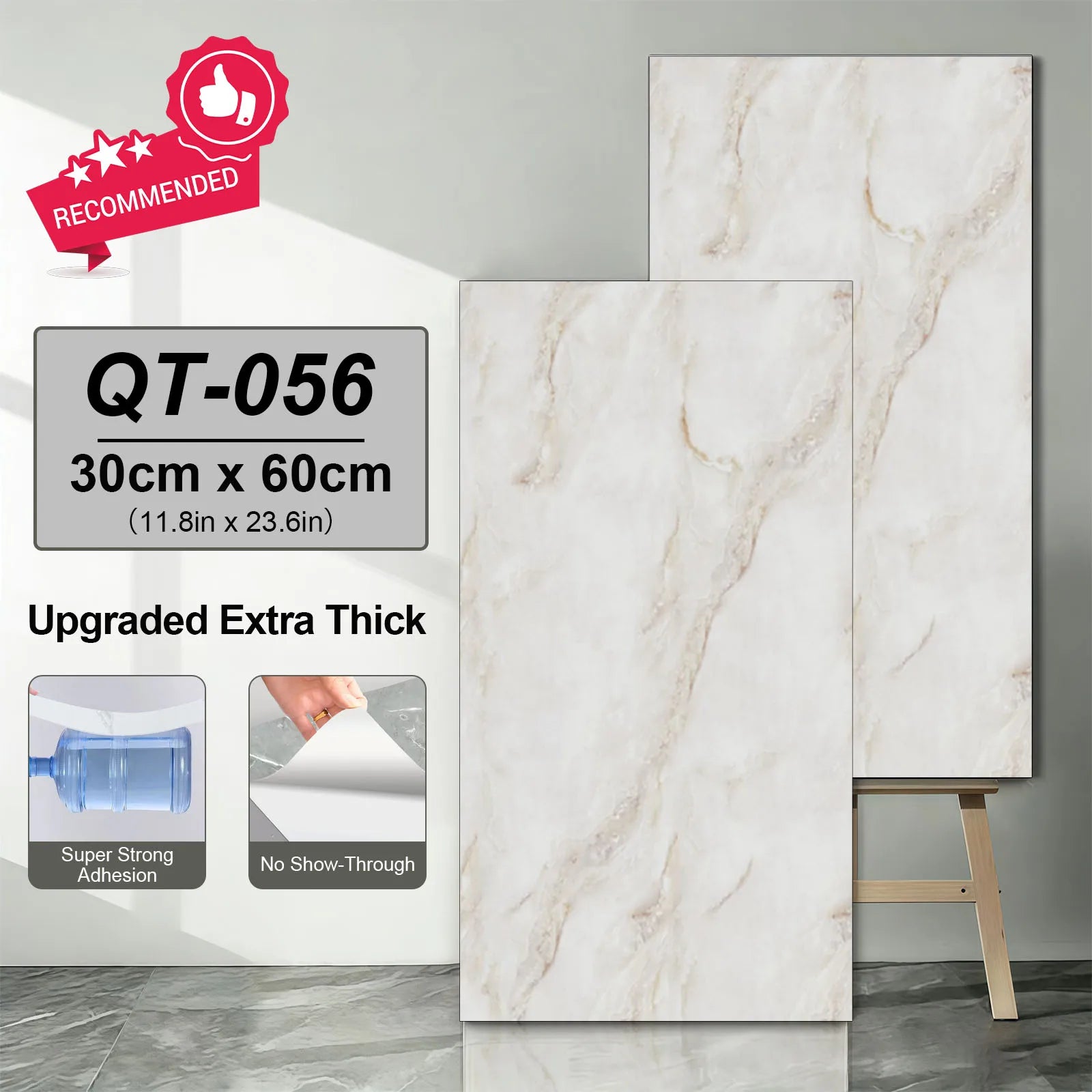 20/40Pcs 30cmx60cm 1mm Thick Self-adhesive Marble Tiles Sticker Waterproof Floor Sticker PVC Tile Kitchen Bathroom Wall Sticker Home Decor