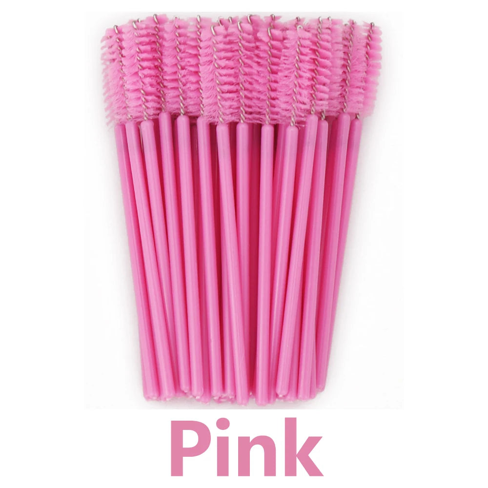 Disposable Eyelash Brushes for Extensions - Premium Soft Crystal Wands False Eyelashes Pink Lash Brush Tidesmit