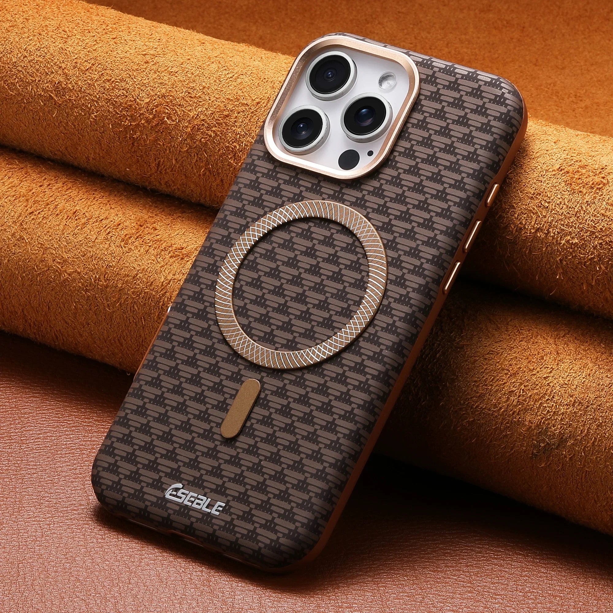 Magnetic Leather iPhone Case | Shock-Absorbing & Wireless Charging Compatible Dark Brown Tidesmit
