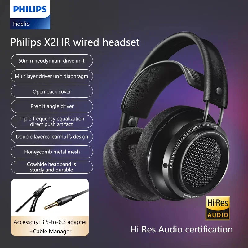 Philips Fidelio X2HR Open-Back HiFi Wired Over-Ear Headphones - Black Tidesmit
