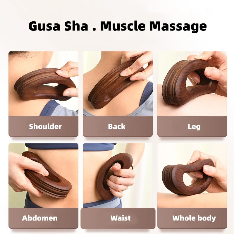 Gua Sha Wood Massage Tool for Lymphatic Drainage and Stress Relief Relaxation Treatment Tidesmit