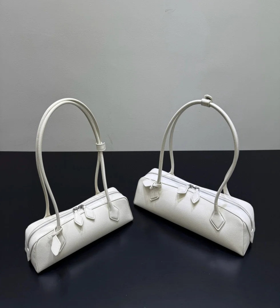 2026 high-quality genuine leather sausage bag, high-end customized high silk gloss leather handbag, women's shoulder bag