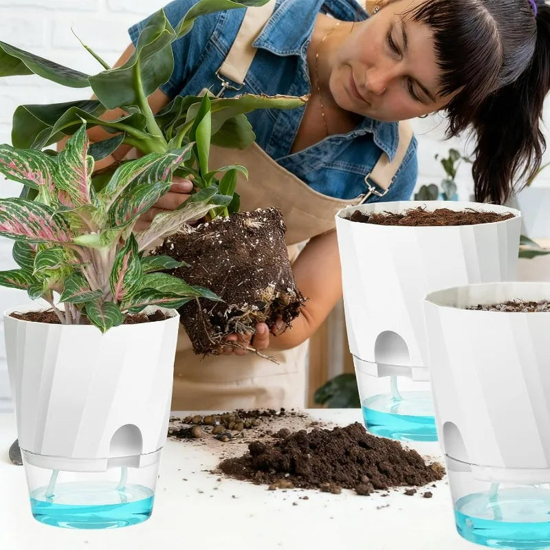 1/3PCS Self Watering Plants Pots Preventing Plant Drought Plastic Flowerpot with Injection Hole Indoor Outdoor Garden Supplies