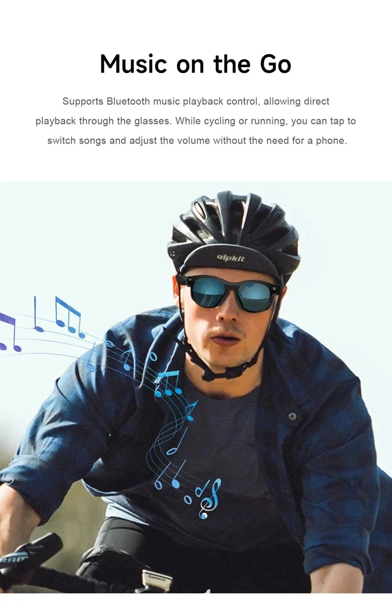 AI Smart Glasses with Bluetooth Calling & Real-Time Translation - Black Tidesmit