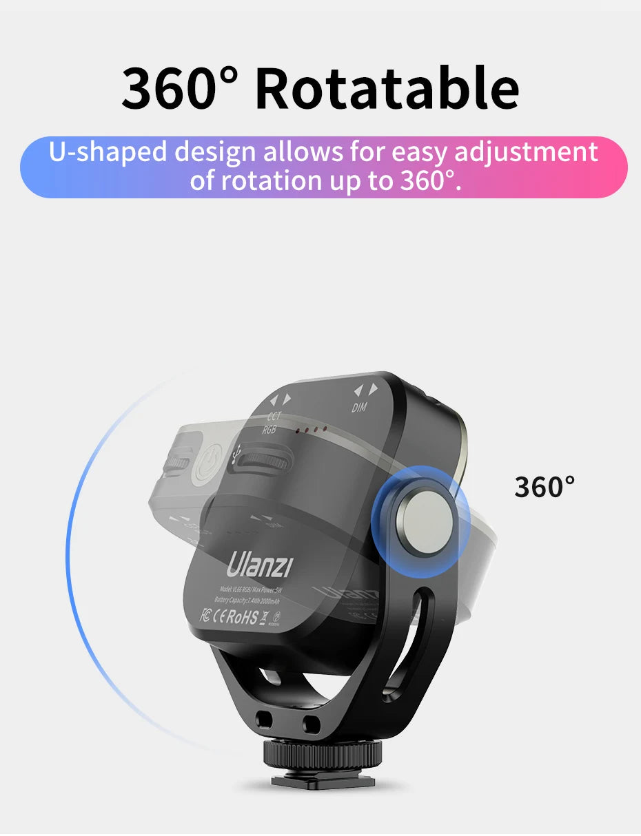 RGB Video Light for Camera & Smartphone - VL66 Portable LED Tidesmit
