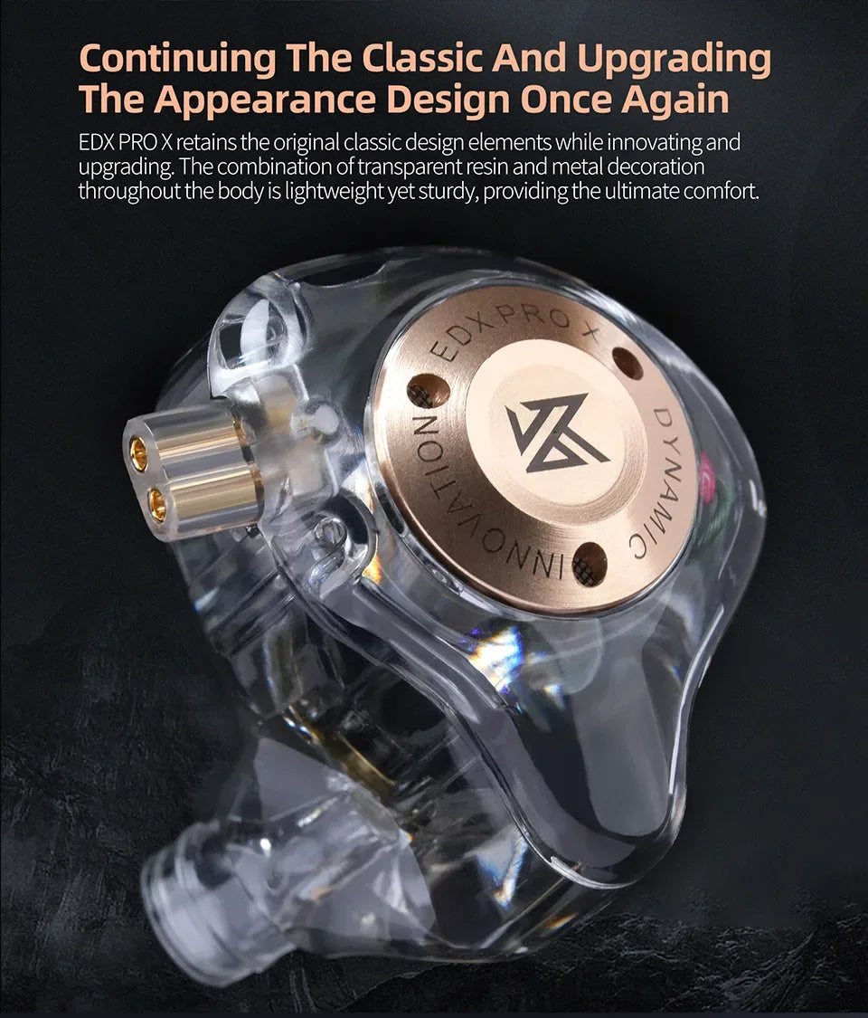 KZ EDX PRO X Wired Earphones Dynamic Drive HiFi Stereo Bass Sound Earbud Music Noise Cancelling Gaming Headset Detachable Cable Tidesmit