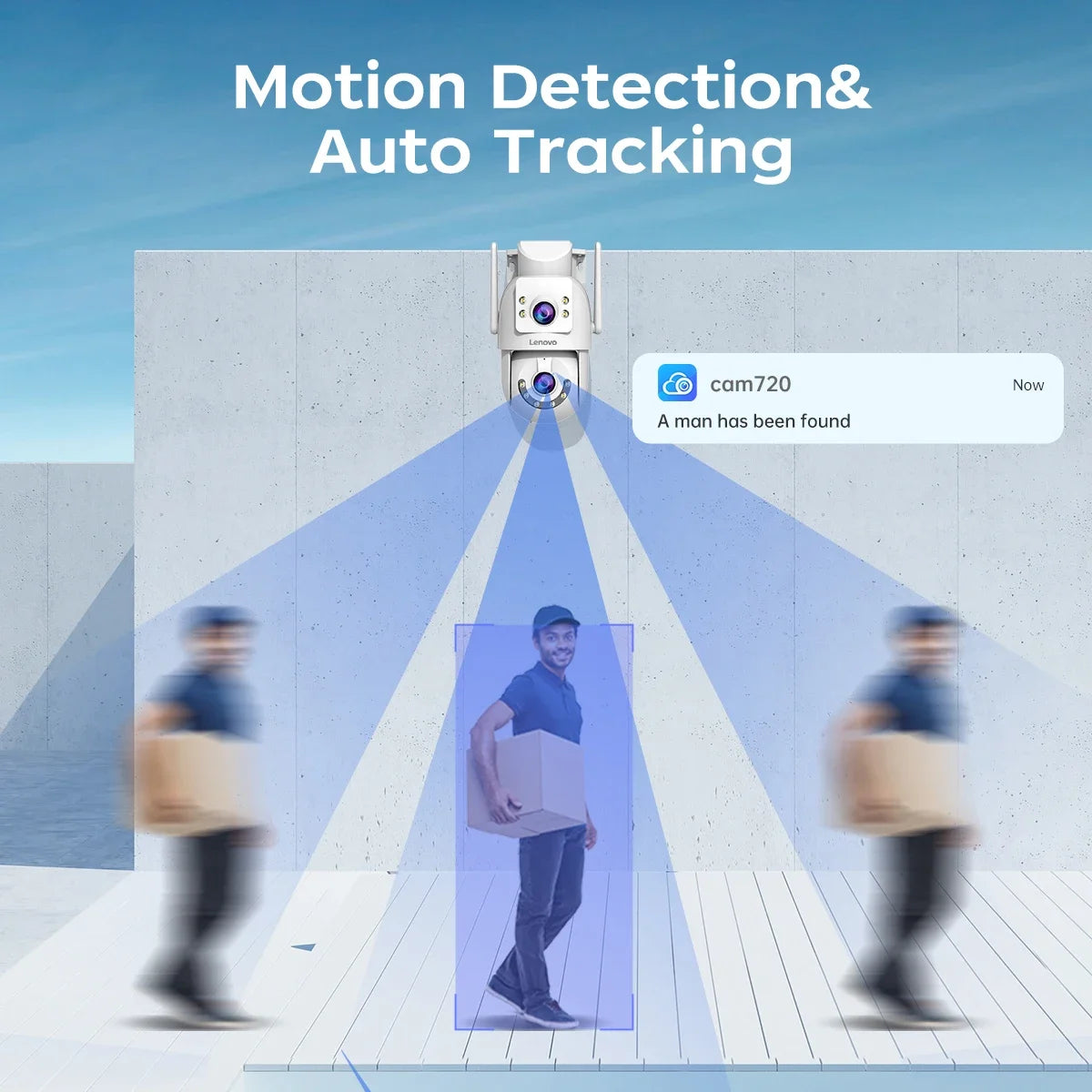 Lenovo 8MP Outdoor Security Camera with Dual Lens AI Tracking PTZ Color Night Vision Waterproof Home Surveillance Protection