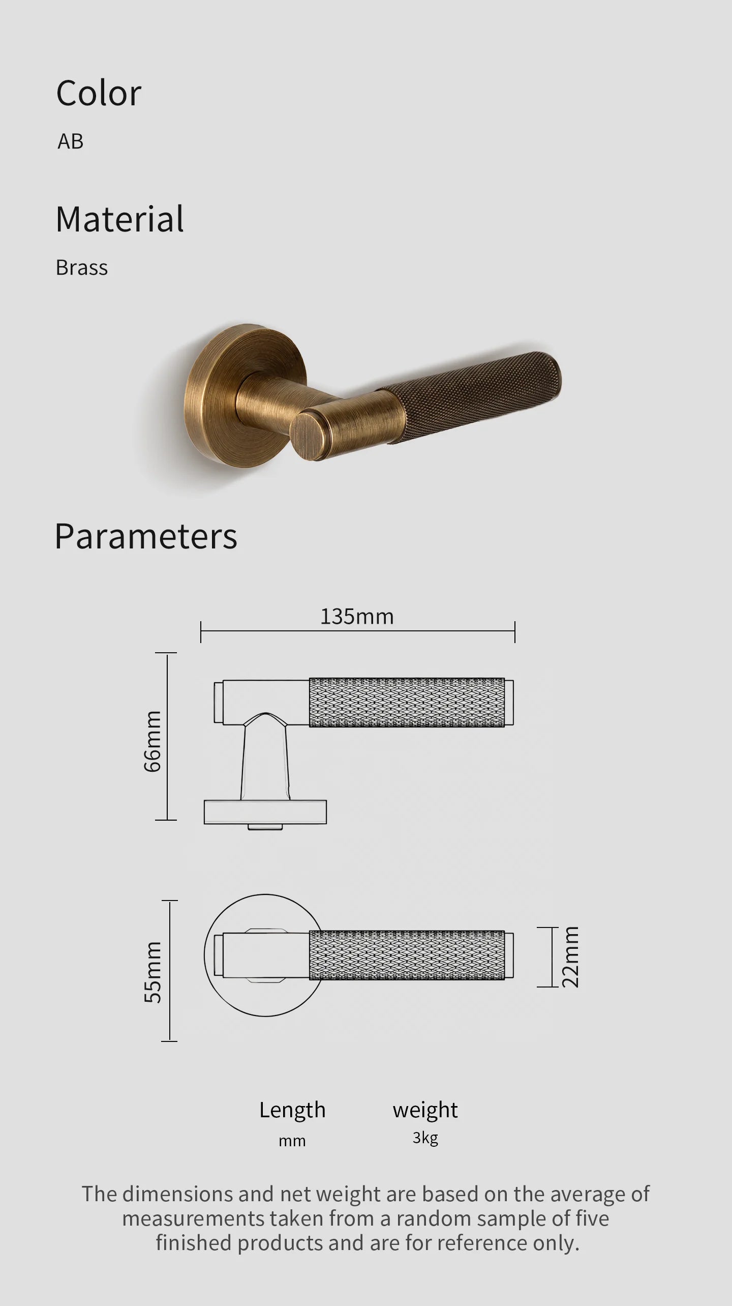DOOROOM Brass Door Lock Set Modern Knurled Antique Bronze Interior Door Lock Decorative Lock Privacy Lock Passage Lock