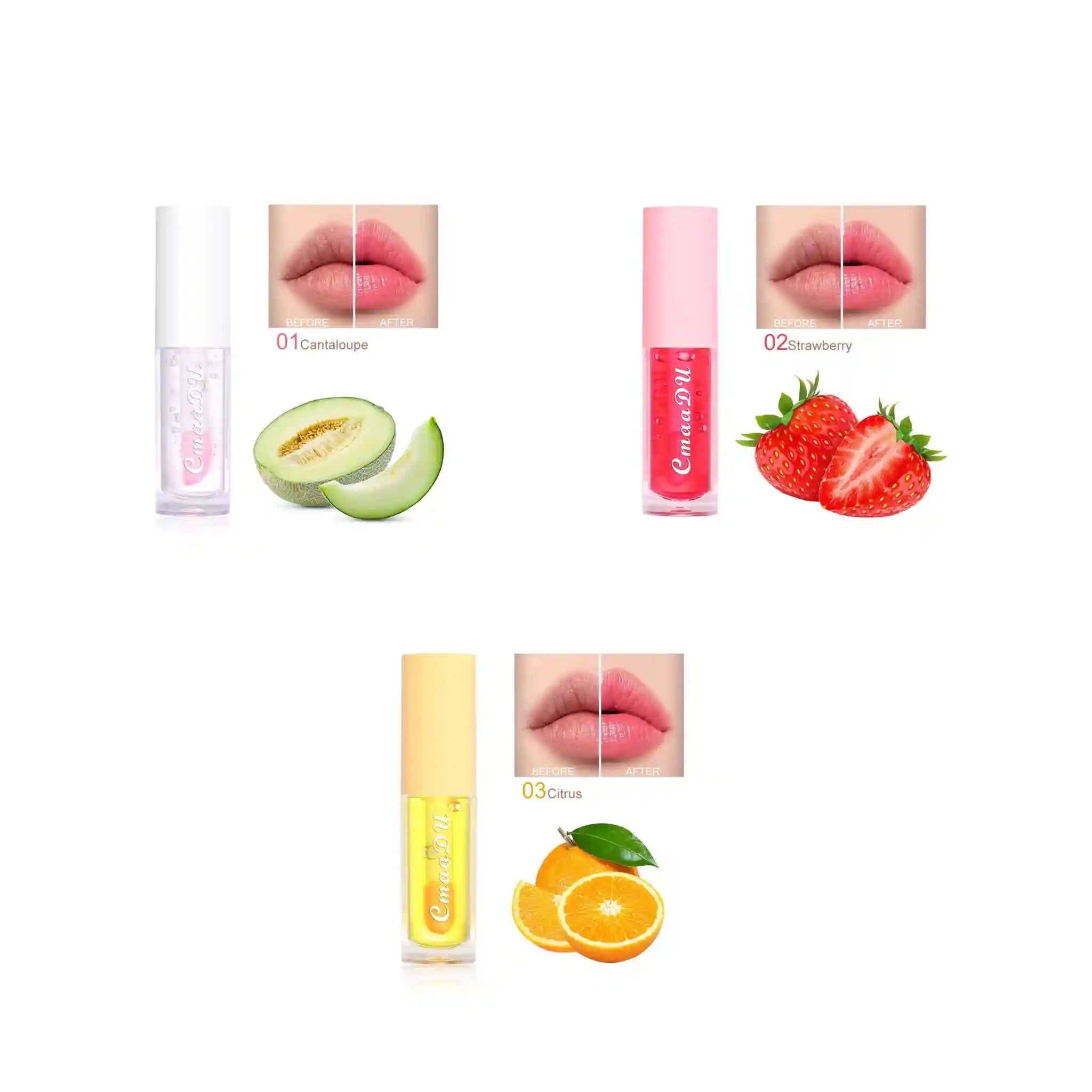 Moisturizing Fruit Lip Oil - Color Changing Hydrating Gloss Lip Care 01 02 03 Tidesmit