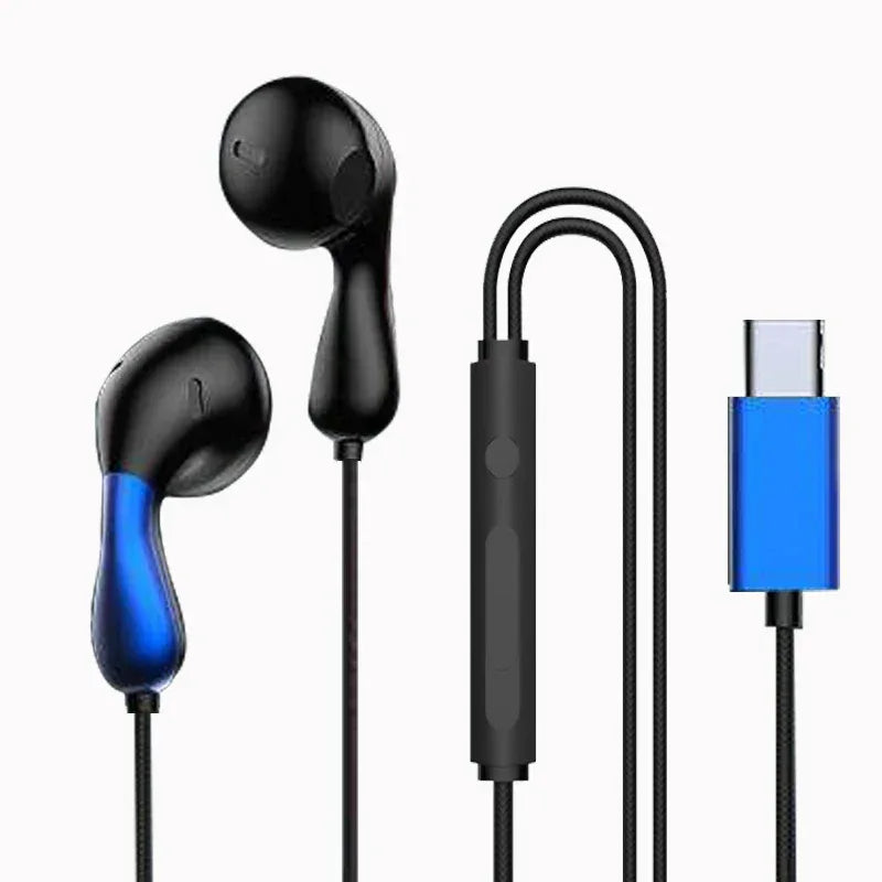 Tidesmit USB-C Wired Earbuds with HD Mic HiFi Stereo Sport Fit CZ20-Blue Tidesmit